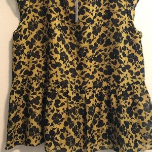 Ann Taylor Factory gold & black peplum top